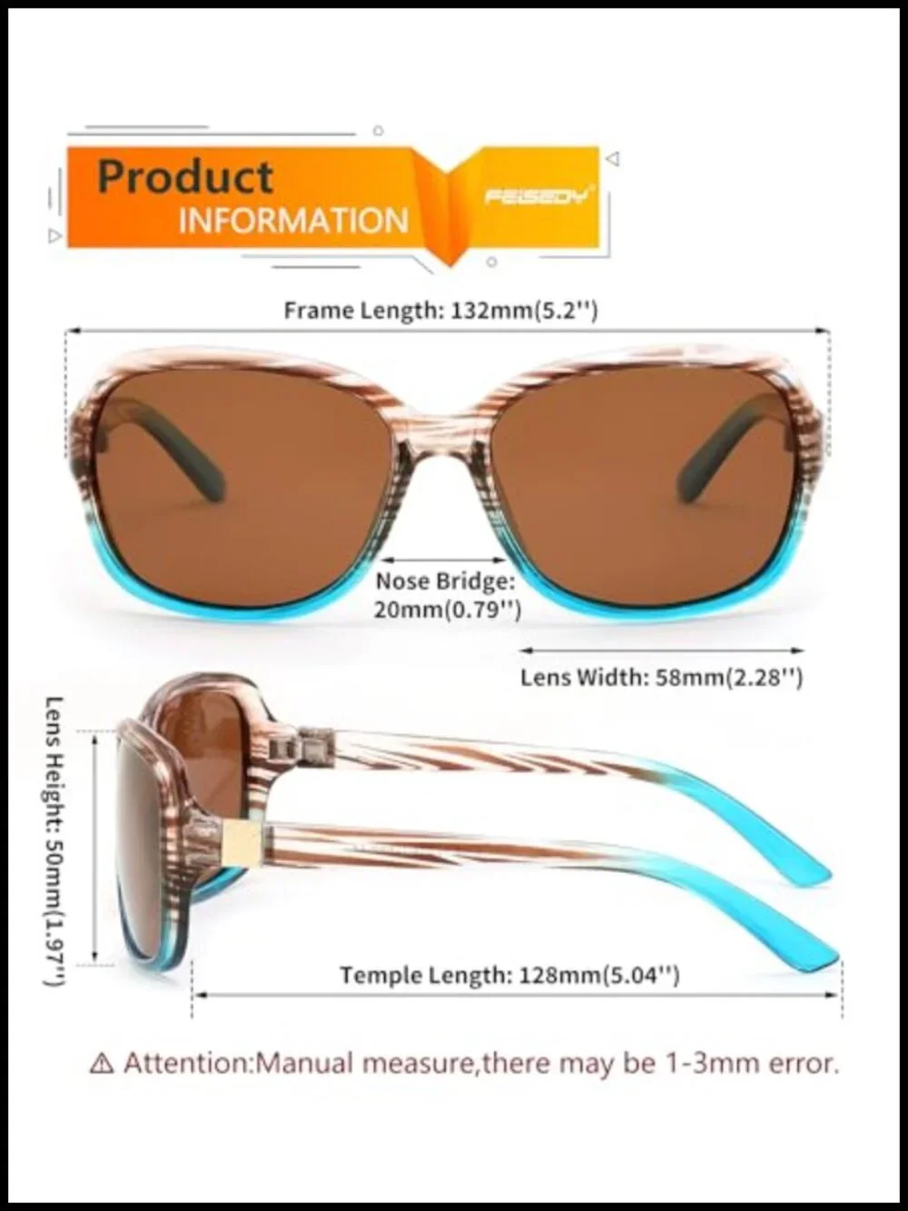Vintage Square Wraparound Polarized Sunglasses UV400 Protection